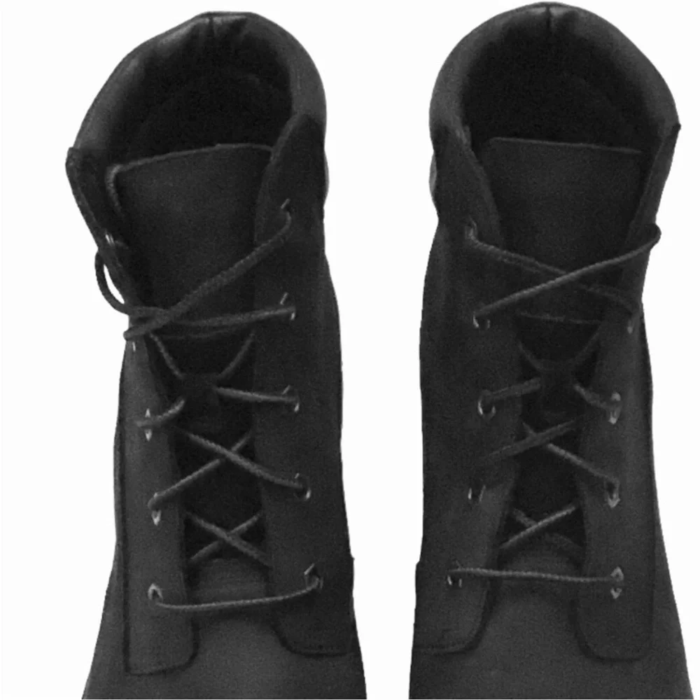 Timberland ‘Amston’ Black Leather Lace-up Lug Sole Wedge Heel Boots Size: 9.5
